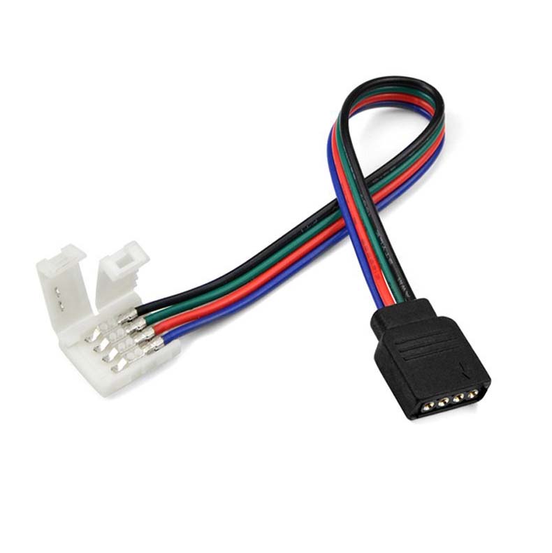 5050 RGB 4 Pin LED Strip Connector, 10mm Strip to Power Adaptor Snap Down 4 Pin Connector for 5050 RGB Flexible LED Strip Lights